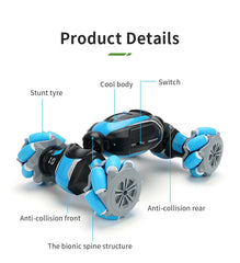 Gesture-Control Stunt Car – Hand‑Sensor 360° Spins, LED Lights & Remote