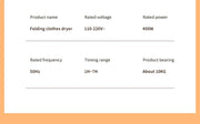 Mini Dryer Foldable Electric With Dryer Bag And Time Set Travel Style