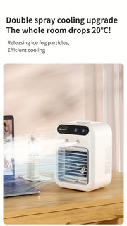 USB Rechargeable Mini Air Conditioner Fan, Cooling Device with Lithium Battery for Home Office Dorm Use