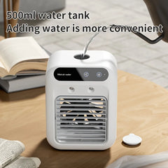USB Rechargeable Mini Air Conditioner Fan, Cooling Device with Lithium Battery for Home Office Dorm Use
