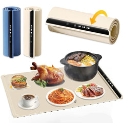 Food Warming Mat - Fast Heating Silicone Electric Warming Tray with 4 Level Temperature, Raised Feet Protects Table, Roll Up Buffet Hot Plates Heat Pad, Portable Food Warmer for Parties Home Travel