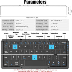 Rechargeable Bluetooth Keyboard for Laptop iPad Phone Mini Portable Folding Keyboard