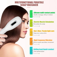 Electric Scalp Massage Comb Blue Red LED Light Therapy Brush