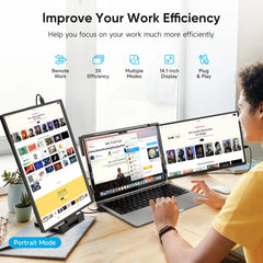 Dopesplay Triple Dual Laptop Screen Extender FHD 1200P 14.1 inch ,For Windows Mac Android Laptops 14-17.3inch