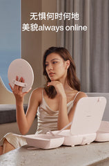 Women's Handheld Makeup Bag Makeup Mirror  LED