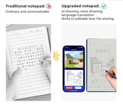 Digital Handwriting Note Book Smart Sync Pen Diary , AI ,Voice Drawing Bluetooth Writing Pads Playback