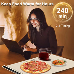 Food Warming Mat - Fast Heating Silicone Electric Warming Tray with 4 Level Temperature, Raised Feet Protects Table, Roll Up Buffet Hot Plates Heat Pad, Portable Food Warmer for Parties Home Travel