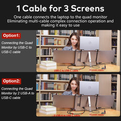 14 inches Laptop Expansion Screen 1080P FHD with 1 Cable for 3 Displays for 13.6-17.3 inch Laptop