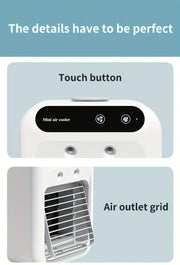 USB Rechargeable Mini Air Conditioner Fan, Cooling Device with Lithium Battery for Home Office Dorm Use