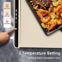 Food Warming Mat - Fast Heating Silicone Electric Warming Tray with 4 Level Temperature, Raised Feet Protects Table, Roll Up Buffet Hot Plates Heat Pad, Portable Food Warmer for Parties Home Travel