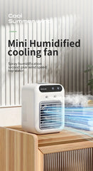 USB Rechargeable Mini Air Conditioner Fan, Cooling Device with Lithium Battery for Home Office Dorm Use