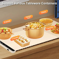 Food Warming Mat - Fast Heating Silicone Electric Warming Tray with 4 Level Temperature, Raised Feet Protects Table, Roll Up Buffet Hot Plates Heat Pad, Portable Food Warmer for Parties Home Travel