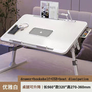 Lift Foldable Laptop Table for Bed Stand for Working Read with Radiator Drawer