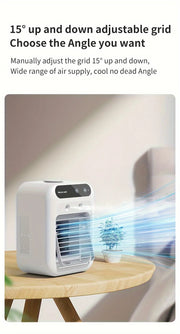 USB Rechargeable Mini Air Conditioner Fan, Cooling Device with Lithium Battery for Home Office Dorm Use