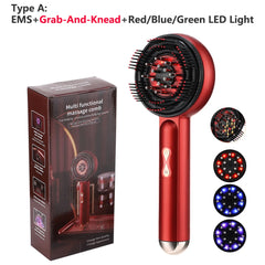 Electric Scalp Massage Comb Blue Red LED Light Therapy Brush