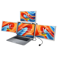 14 inches Laptop Expansion Screen 1080P FHD with 1 Cable for 3 Displays for 13.6-17.3 inch Laptop