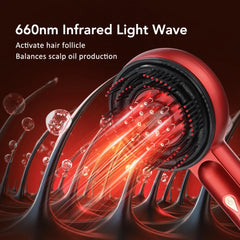 Electric Scalp Massage Comb Blue Red LED Light Therapy Brush