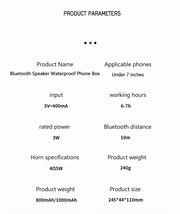 IPX4 Waterproof Phone Case with Bluetooth Speaker Wall Mount Phone Holder