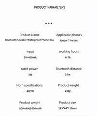 IPX4 Waterproof Phone Case with Bluetooth Speaker Wall Mount Phone Holder