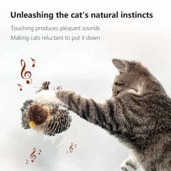 Bird Cat Toy for Indoor, Interactive Catnip Toys, Simulated Chirping Flapping Wings Bird, Upgrade Plush Kitten Exercise Toys