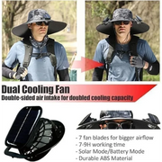 Men’s Solar Fan Sun Hat – Wide Brim UPF 50+ Protection | Dual Power (USB + Solar) | Adjustable Outdoor Hat for Beach, Hiking & Fishing