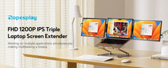 Dopesplay Triple Dual Laptop Screen Extender FHD 1200P 14.1 inch ,For Windows Mac Android Laptops 14-17.3inch