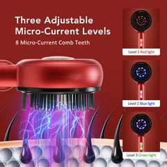 Electric Scalp Massage Comb Blue Red LED Light Therapy Brush