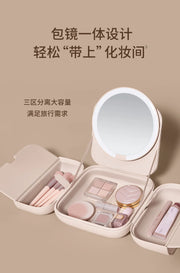 Women's Handheld Makeup Bag Makeup Mirror  LED