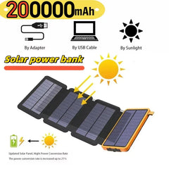 OnePlus 200000mAh Sun Powerbank, Folding Solar Panel USB, Camping Waterproof