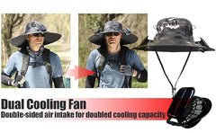 Men’s Solar Fan Sun Hat – Wide Brim UPF 50+ Protection | Dual Power (USB + Solar) | Adjustable Outdoor Hat for Beach, Hiking & Fishing