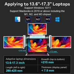 14 inches Laptop Expansion Screen 1080P FHD with 1 Cable for 3 Displays for 13.6-17.3 inch Laptop