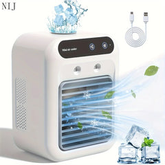 USB Rechargeable Mini Air Conditioner Fan, Cooling Device with Lithium Battery for Home Office Dorm Use