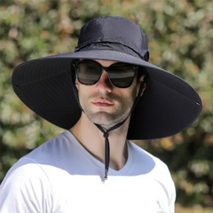 Men’s Solar Fan Sun Hat – Wide Brim UPF 50+ Protection | Dual Power (USB + Solar) | Adjustable Outdoor Hat for Beach, Hiking & Fishing