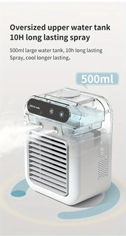 USB Rechargeable Mini Air Conditioner Fan, Cooling Device with Lithium Battery for Home Office Dorm Use