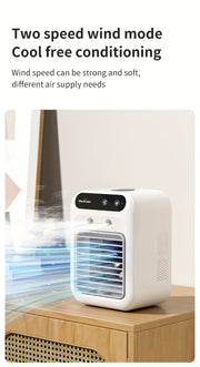 USB Rechargeable Mini Air Conditioner Fan, Cooling Device with Lithium Battery for Home Office Dorm Use