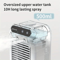 USB Rechargeable Mini Air Conditioner Fan, Cooling Device with Lithium Battery for Home Office Dorm Use