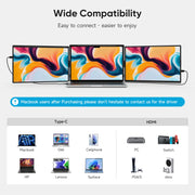 Dopesplay Triple Dual Laptop Screen Extender FHD 1200P 14.1 inch ,For Windows Mac Android Laptops 14-17.3inch