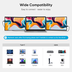 Dopesplay Triple Dual Laptop Screen Extender FHD 1200P 14.1 inch ,For Windows Mac Android Laptops 14-17.3inch