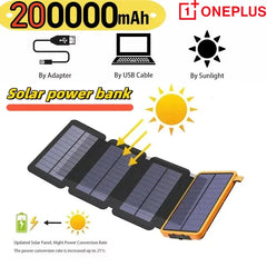 OnePlus 200000mAh Sun Powerbank, Folding Solar Panel USB, Camping Waterproof