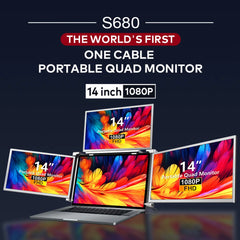 14 inches Laptop Expansion Screen 1080P FHD with 1 Cable for 3 Displays for 13.6-17.3 inch Laptop