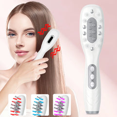 Electric Scalp Massage Comb Blue Red LED Light Therapy Brush