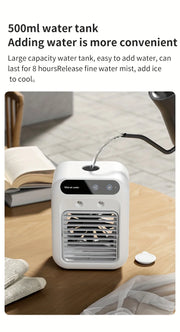 USB Rechargeable Mini Air Conditioner Fan, Cooling Device with Lithium Battery for Home Office Dorm Use